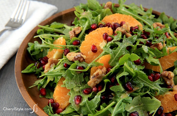 arugula salad with orange vinaigrette cherylstyle H