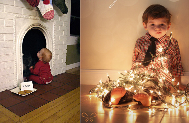 ideas photography kids christmas DIY ideas fotográficas con niños en navidad lights luces chimenea