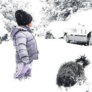 Ο Δήμος Αναστασιάδης απαθανάτισε τον γιο του, Αρίωνα, με τον σκύλο τους στα χιόνια