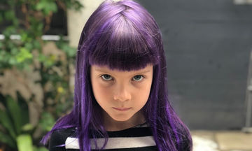 Η 7χρονη κόρη γνωστής τραγουδίστριας έβαψε τα μαλλιά της μοβ (pics)