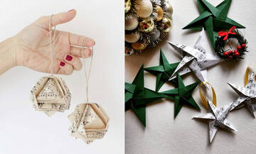 Xριστουγεννιάτικα στολίδια origami - Πώς θα τα φτιάξετε (εικόνες + vid)