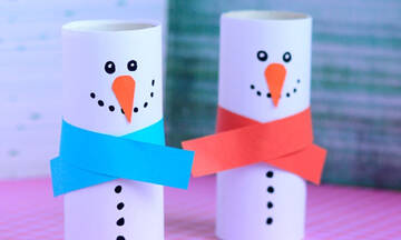 Κατασκευές για παιδιά: Χιονάνθρωποι με ρολό από χαρτί υγείας (εικόνες)