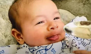 Μωράκι δύο μηνών πίνει για πρώτη φορά νερό - Ποια είναι η αντίδρασή του (vid)