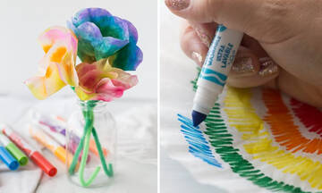Κατασκευές για παιδιά: Φτιάξτε πολύχρωμα λουλούδια από φίλτρα καφέ (vid)