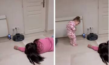 Viral video: Κοριτσάκι κάνει ότι λιποθυμά - Απίθανη η αντίδραση της αδελφούλας τoυ